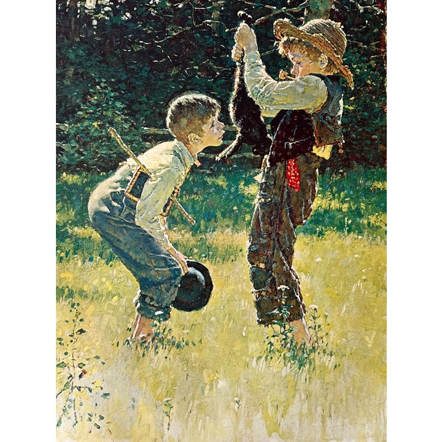 A highly collectible hand-numbered 7/200 color collotype from Norman Rockwell’s celebrated Tom Sawyer Suite, offered here...