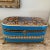 Antique French Large Handpainted Turquoise and Pink Porcelain Dresser Box. Marie Antoinette pink interior. Brass closure...