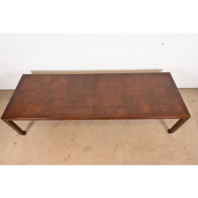 Henredon Henredon Mid-Century Hollywood Regency Chinoiserie Sculpted Walnut Extension Dining Table, Circa 1970s For Sale - Image 4 of 12