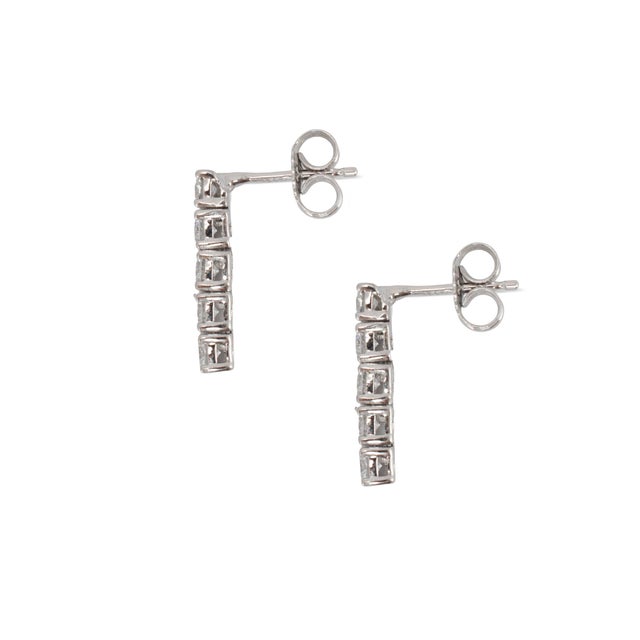 Early 21st Century Ladies 14k White Gold 0.56ctw Lab Grown Round Diamond Dangle Drop Earrings, A Pair For Sale - Image 5 of 9
