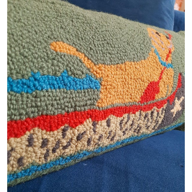 Early 21st Century Americana Dog Pillow Hook Latch Canoe Fish Lakehouse Preppy For Sale - Image 5 of 5