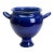 Vintage Cobalt Blue Glazed Glazed Ceramic Urn-Form Vase With Loop Handles For Sale