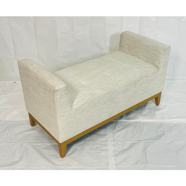 Wood 1980s Custom Los Angeles Upholstered Bench With Solid Wood Base For Sale - Image 7 of 17