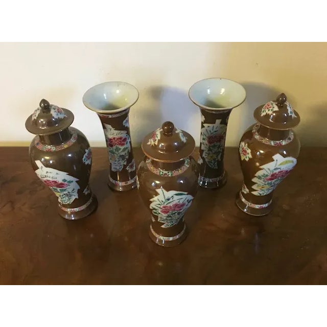 Antique 18th Century Chinese Export Porcelain Vases - Set of 5 For Sale - Image 4 of 13