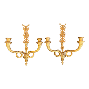 Pair of Antique French 19th Century Gilt Bronze Wall Candle Sconces
