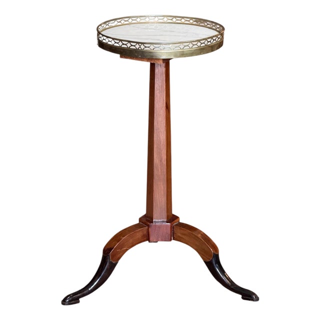 Early 19th Century French Fruitwood Candlestand Table With Marble Top For Sale