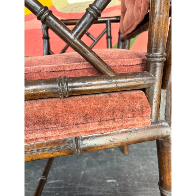 Hollywood Regency Faux Bamboo Chinese Chippendale Armchairs - 4 For Sale - Image 4 of 17