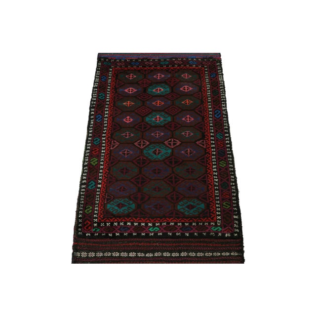 2010s Rug & Kilim’s Baluch Tribal Rug in Aubergine With Teal Blue Geometric Patterns For Sale - Image 5 of 7