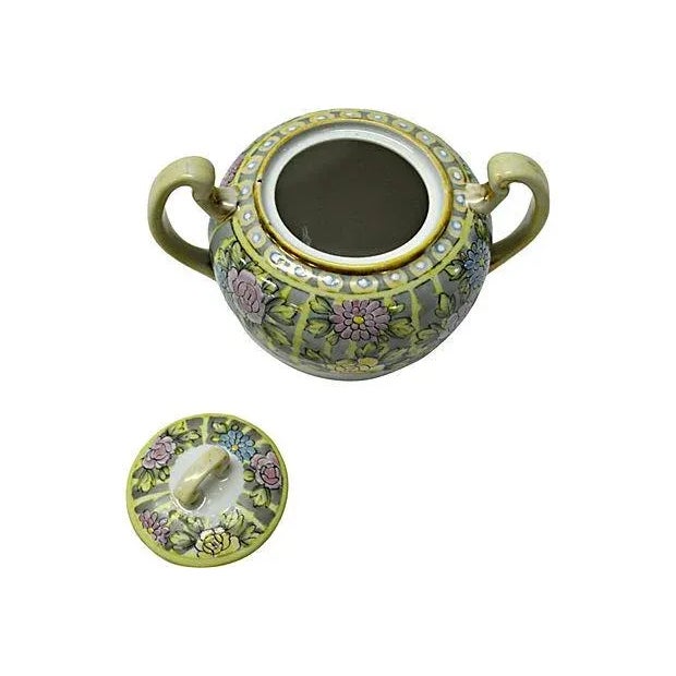 Traditional Nippon Hand-Painted Sugar Bowl For Sale - Image 3 of 5