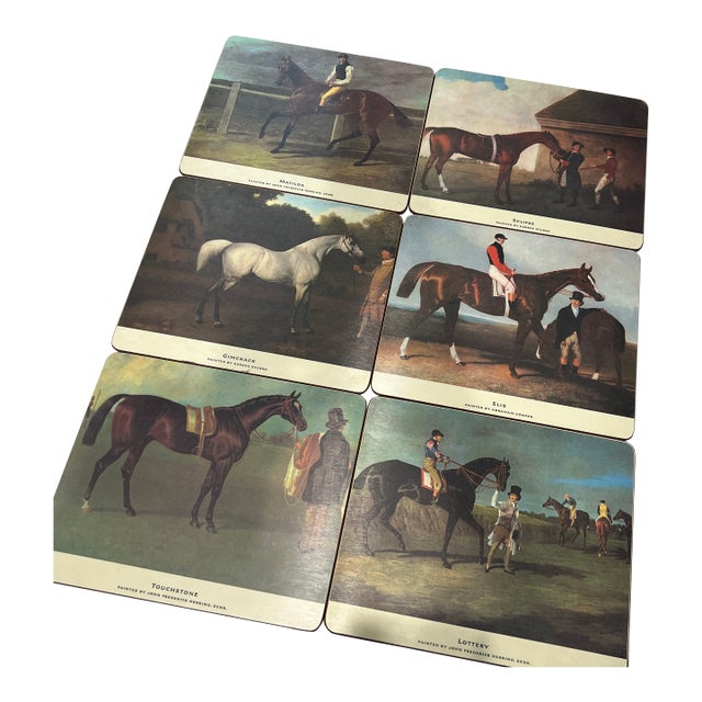 Late 20th Century Lady Clare Racing Horses Placemats - Set of 6 For Sale