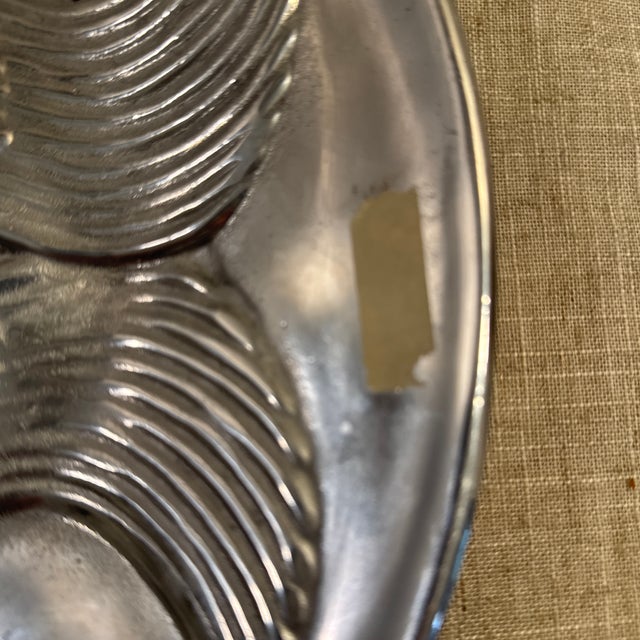 Silver Vintage Cast Aluminum Large 17” Oval Fish Serving Platter Mexico For Sale - Image 8 of 8