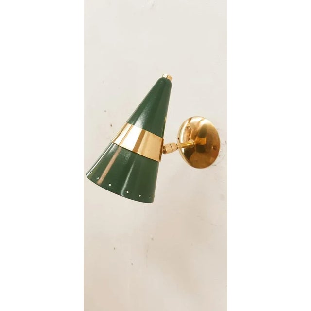 Gold Adjustable Sconce in Green and Gold For Sale - Image 8 of 11