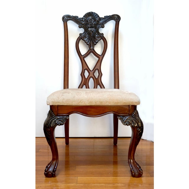 Expert carving makes this English Chippendale style side chair stand out, not to mention the wood patina. It was acquired...