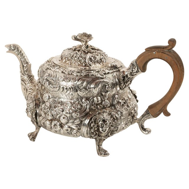 Antique George III Sterling Silver Rococo Teapot London John Wakefield 1819 For Sale - Image 15 of 16
