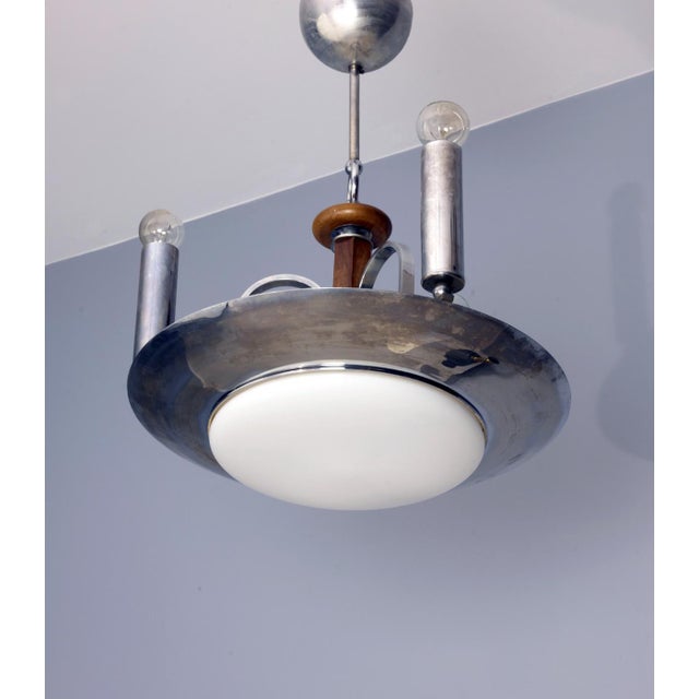 Metal Four-Lamp Chandelier, 1940s For Sale - Image 4 of 6