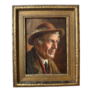 Antique 19th Century Original Walter Roessler Munchen Oil Painting Man Portrait
