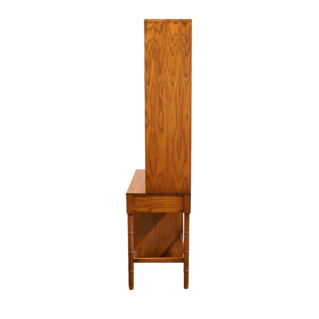 Dixie Furniture Campaigner Collection Walnut 46" Student Writing Desk W. Bookcase Hutch Top 767-532 / 767-543 For Sale - Image 11 of 15