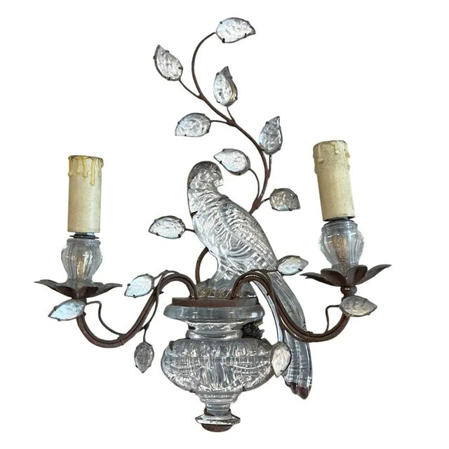 Wall Sconces with Parrot and Urn Decoration from Maison Baguès, Set of 2 For Sale - Image 4 of 7