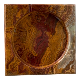 Vintage Carved Marble Onyx Ashtray For Sale