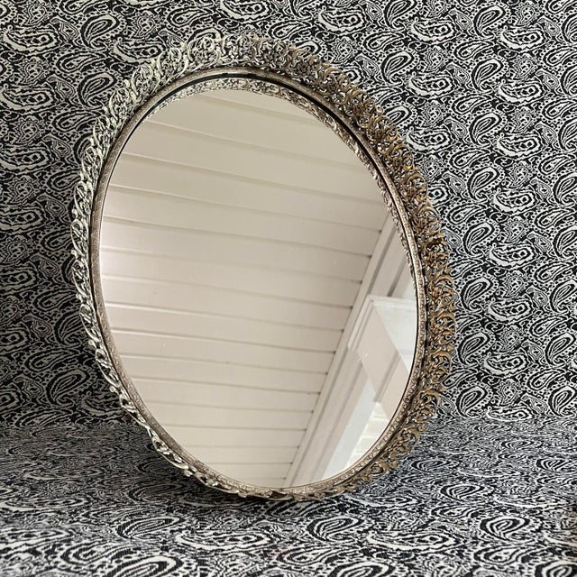 Vintage Brass Filigree Framed Mirror Chairish