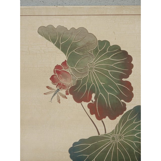 Vintage Oriental Asian Three Panel Picture Screen Crackle & Etched Finish For Sale - Image 12 of 16