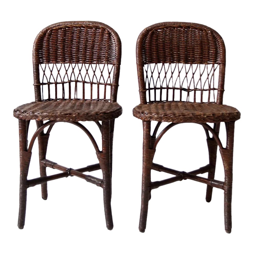 Antique Wicker Chairs Pair Chairish