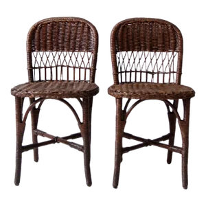 Antique Wicker Chairs Pair