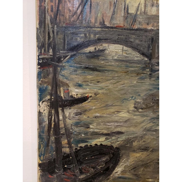 Art Deco 1930's Painting of London and the Thames by German Artist Wilhelm Maxon For Sale - Image 3 of 9