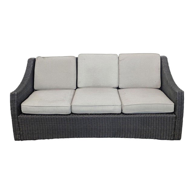 Threshold Outdoor All Weather Wicker 3-Seater Sofa With Cushions For Sale