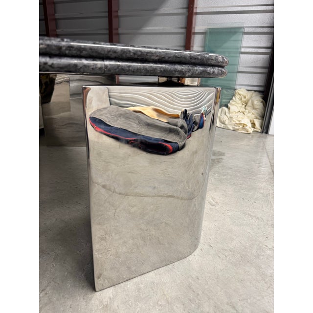 Mid Century Modern Chrome and Specimen Granite Coffee Table Probably Custom Breuton For Sale - Image 4 of 8