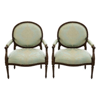 Pair of Country French Lounge Chairs For Sale