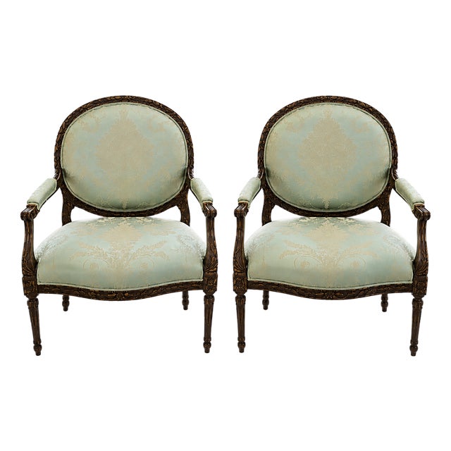 Pair of Country French Lounge Chairs For Sale