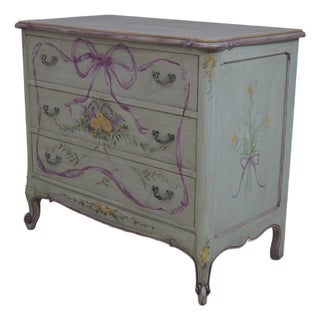 The Devon Shop Hand Painted Country French 3 Drawer Chest For Sale