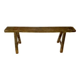 Antique Rustic Elm Skinny Bench For Sale
