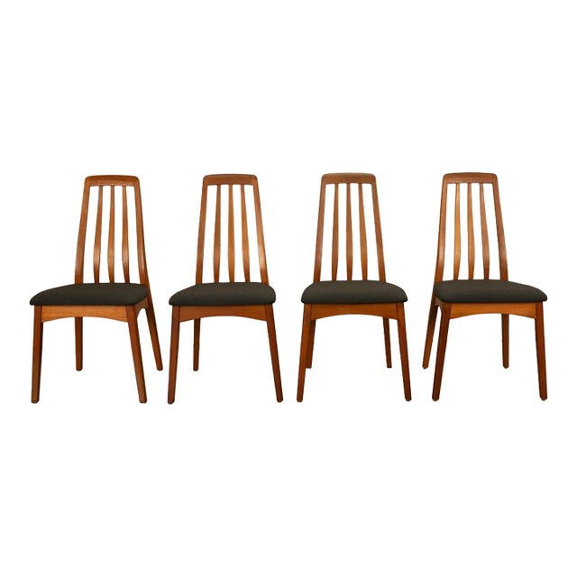 Set 4 Danish Mid Century Modern "Eva" Teak Dining Chairs by Niels Koefoed 1964 For Sale