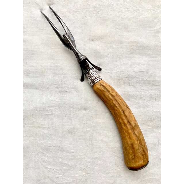 Antique Carving Set With Stag Antler Handles - 3 pcs For Sale - Image 10 of 14