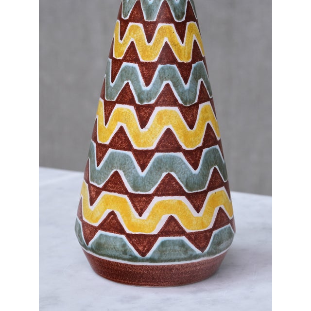 Textile Vintage Ceramic Table Lamp with Zig Zag Pattern by Rigmor Nielsen for Søholm, Denmark, 1960s For Sale - Image 7 of 10
