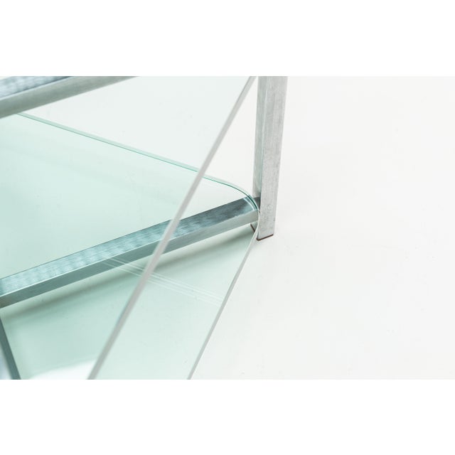 Two-Tier Glass Side Table with Aluminium Frame, 1970s For Sale - Image 10 of 13
