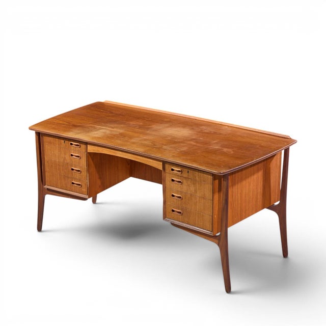 Svend Madsen Mid Century Danish Teak Curved Desk For Sale - Image 10 of 10