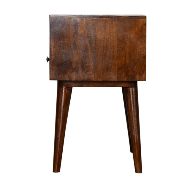 Metal Solid Chestnut Night Table With Brass Details For Sale - Image 7 of 8