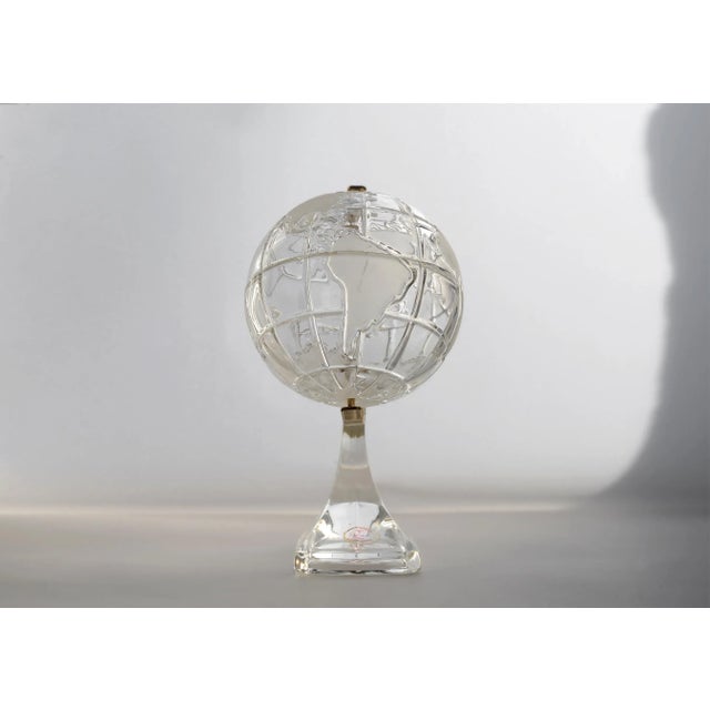 Transparent Small Vintage German Lead Crystal Glass Globe With Brass Accents For Sale - Image 8 of 11