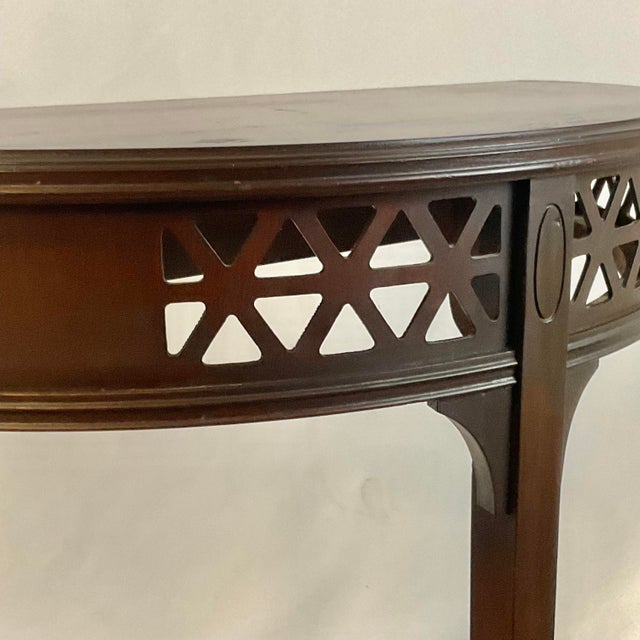 Early 1900s Antique Federal Chippendale Demi Lune Half Moon Console Table For Sale - Image 6 of 12
