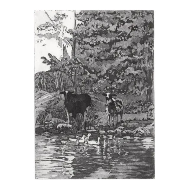 Marcia Davis Across the Pond Etching and Aquatint For Sale
