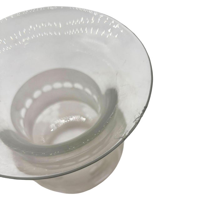 Late 19th Century Late 19th Century Victorian Two-Tone Frosted Wheel Cut Glass Oil Lamp Fluted Hurricane Shade For Sale - Image 5 of 8