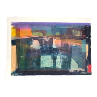 Vintage Monumental Abstract Organic Modern Original Acrylic Painting on Paper by Jack Willis, Multi Color For Sale