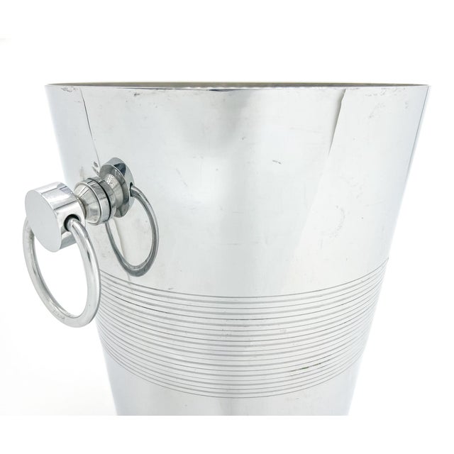 Mid 20th Century Mid-Century Modern André Leroy French Chrome Champagne Bucket / Wine Cooler / Ice Bucket With Ring Handles For Sale - Image 10 of 11