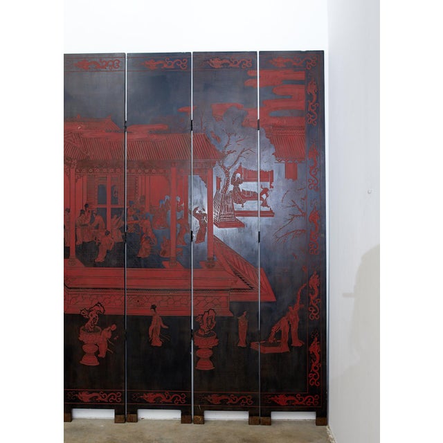 Chinese Export Twelve Panel Coromandel Style Screen For Sale - Image 9 of 13