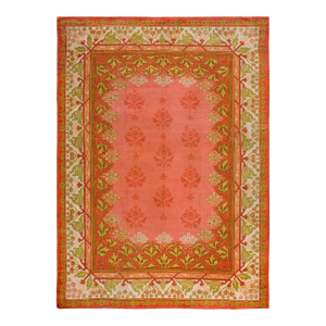 Lovely Pink Color With Florid Design in a Art Nouveau Style Antique Donegal Rug