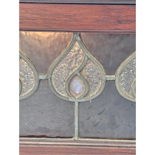 Vintage Arts & Crafts Mahogany Wall Cabinet With Leaded Glass Doors – Circa 1900s For Sale - Image 15 of 17