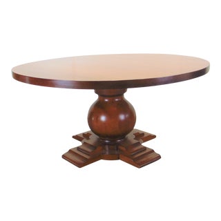 French Farmhouse Style Cherry Bulbous Pedestal Dining Table For Sale